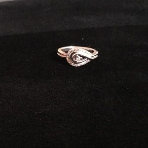 Sterling silver horseshoe ring with small diamonds
